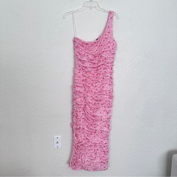 NWT Likely Tash Roseshadow Floral Pink One Shoulder Dress 10 - Picture 6 of 7